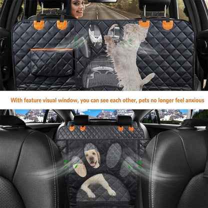 PawGuard™ Dog Car Seat Cover – 100% Waterproof Hammock with Mesh Window & Side Zipper for Seat & Door Protection