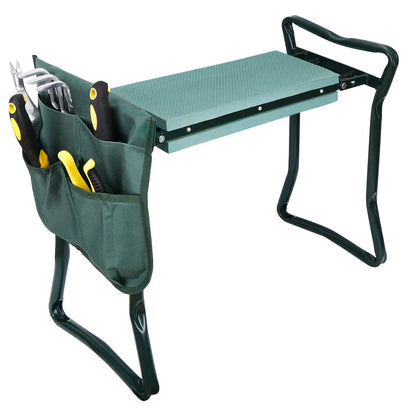 GardenEase™ Comfort Kneeler & Stool – Soft Cushion and Tool Pouch for Easy Gardening