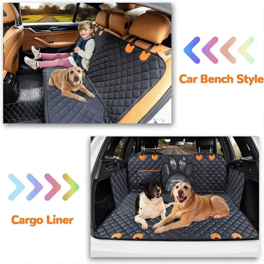 PawGuard™ Dog Car Seat Cover – 100% Waterproof Hammock with Mesh Window & Side Zipper for Seat & Door Protection